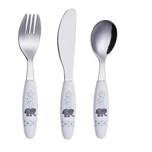 EXZACT Children's Cutlery Stainless Steel 3pcs Set/Kids Cutlery/Toddler Utensils/Flatware - 1 x Fork, 1 x Safe Dinner Knife, 1 x Dinner Spoon