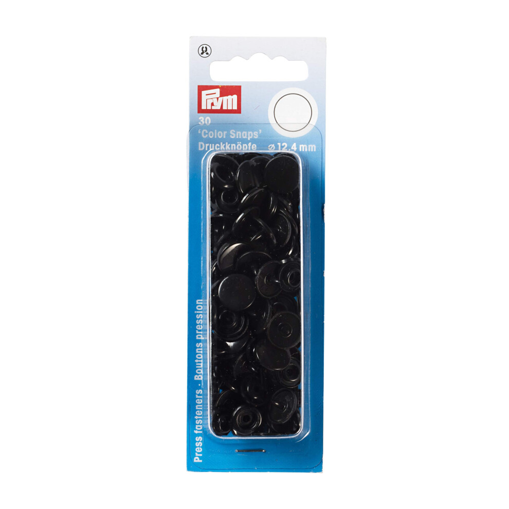 Prym 393105 Sew-Free Popper Color Snaps Round 12.4 mm Black Plastic 12.4 mm