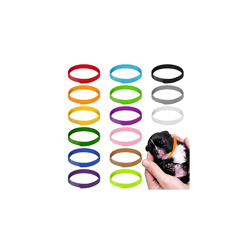 tonyg-p 15pcs Puppy ID Collars Adjustable Puppy ID Bands Whelping Collars Multi Coloured Identification Puppy Collar for Dog Kitten Whelping Newborn