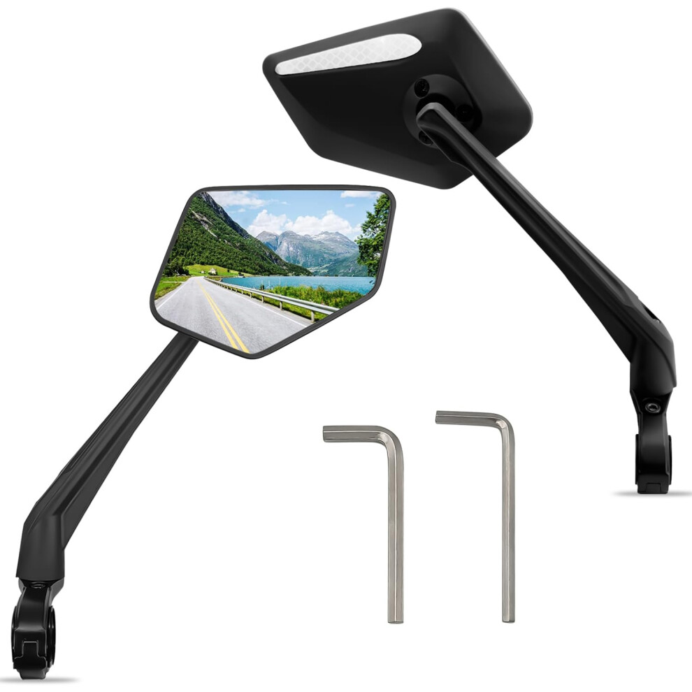 Arkham Bicycle Mirror Extra Large Mirror 360? Swivel Folding Shatterproof and Durable Bicycle Mirror for Handlebar 21-25.4 mm, Bicycle Mirror for