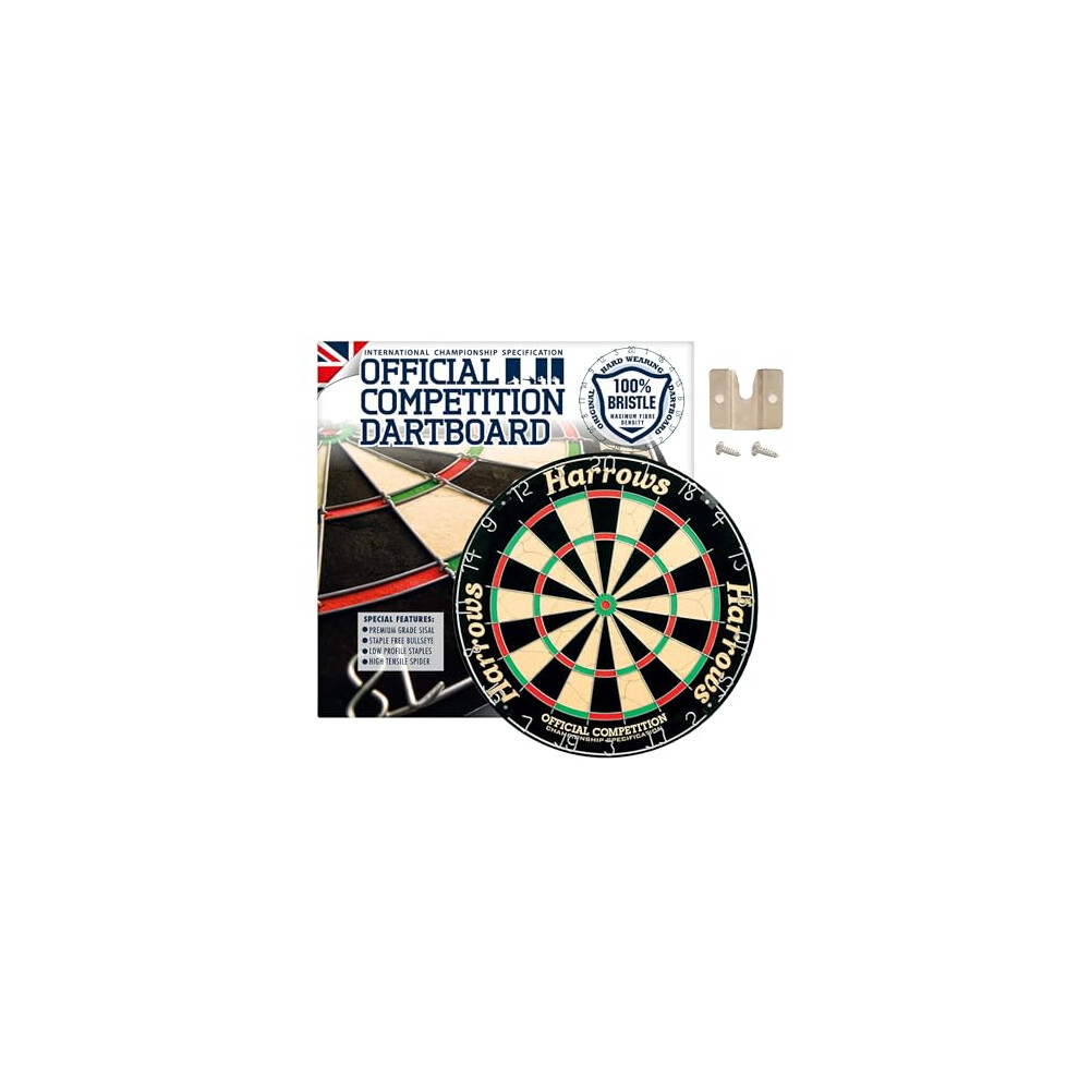 Harrows Dart Board Official Competition I Dartboard Official Size I Darts Board with Staple Free Bullseye I Compatible with Dart Board Stand, Dart