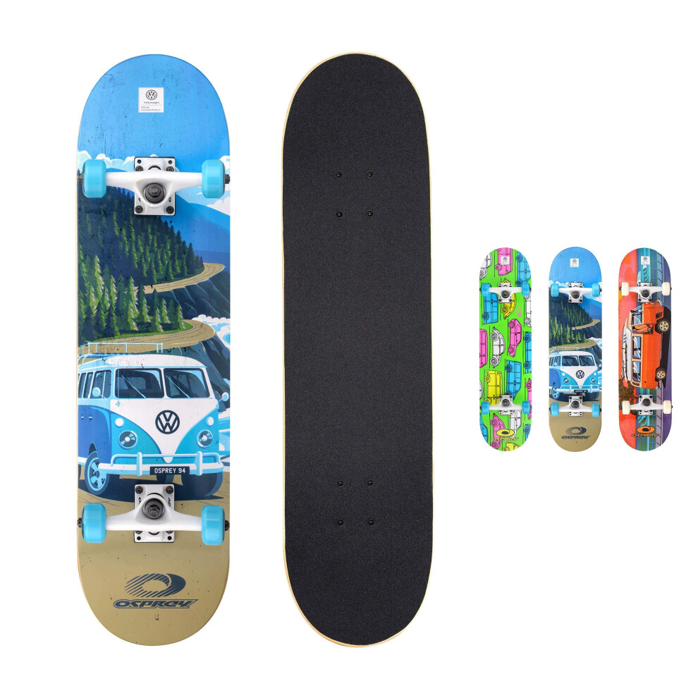 Osprey Volkswagen Professional Skateboard for Beginners - 31 Inch Double Kick Concave Adult Skateboard with ABEC 7 Bearings ? 100KG Max User Weight?