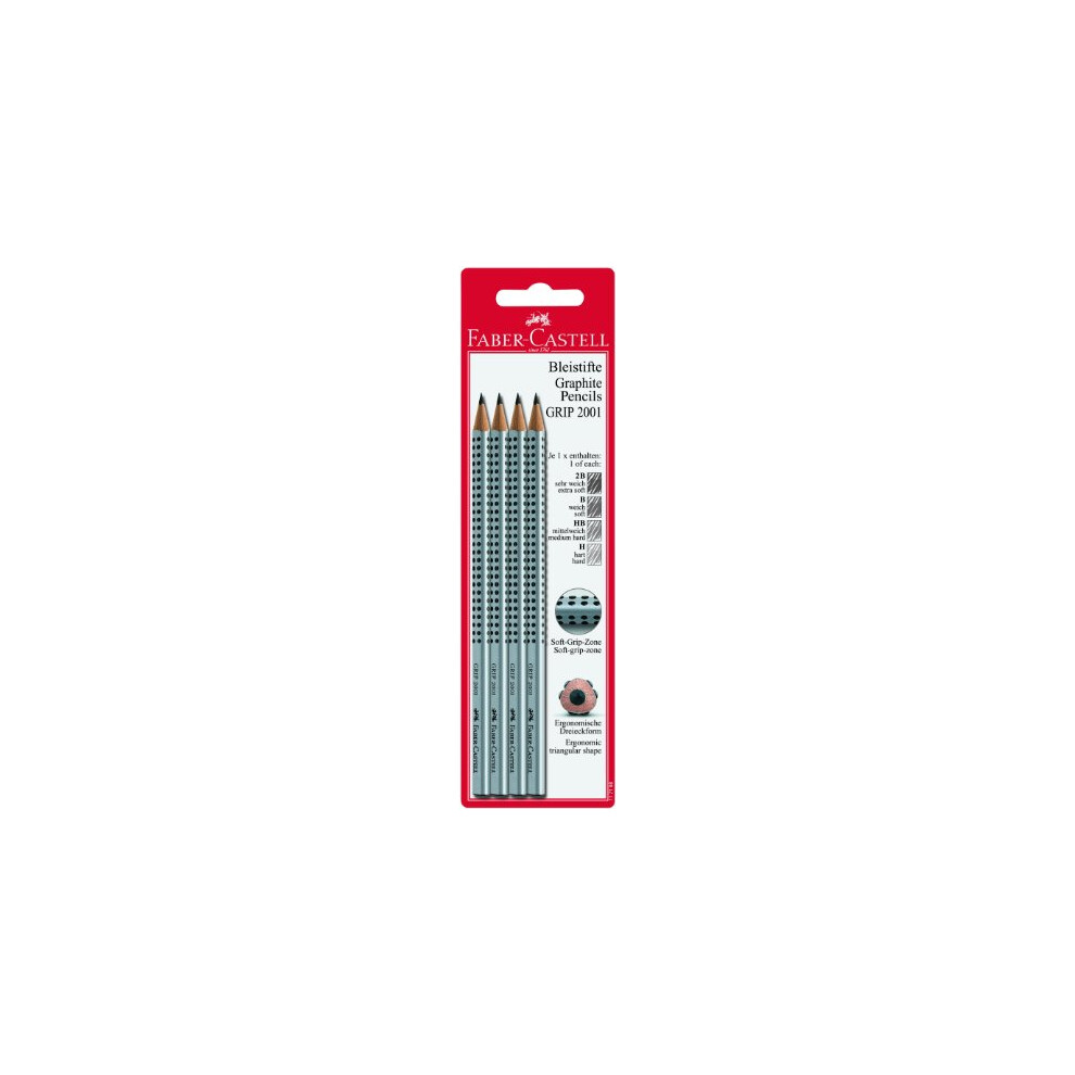 Faber-Castell Grip 2001 117198 Pencils Assorted Pack of 4