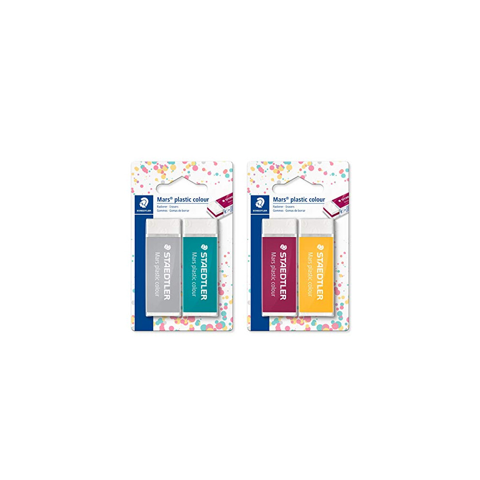 STAEDTLER 52650E1BK2 Mars Plastic Colour Sandwich Eraser Blistercard of 2