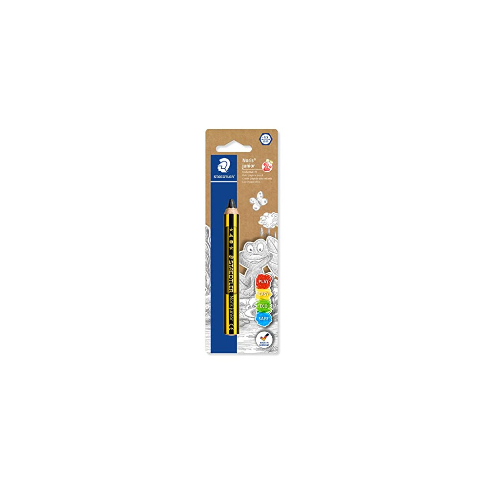 STAEDTLER 141-2B Noris Junior Graphite Pencil for Toddlers Aged 2+ - 2B (Pack of 1), Black