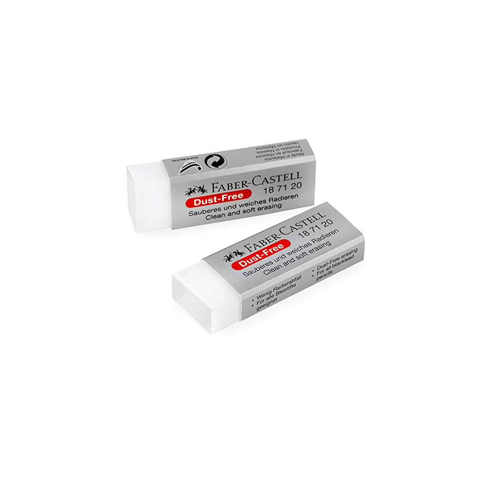 Faber-Castell Dust-Free Comfort Edge Eraser Rubbers - White - Pack of 2