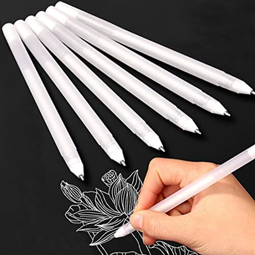 White Gel Pens Set 6 Pieces 0.8mm Fine Tip Point Sketching Pen Highlight Line Drawing Pens Art Design Supplies Ink Pens for Back to School Artists on OnBuy