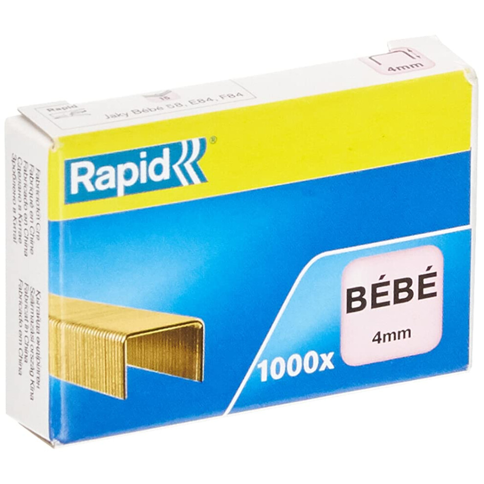 Rapid BEBE Copper Staples, For Stapling up to 15 Sheets, Use with Stapling Pliers, Copper Wire, Box of 1000, 11974600