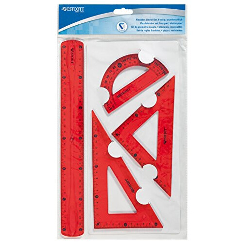 Westcott 10302?00?Flexible Ruler Set of 4?Plastic 3?Assorted Colours 2