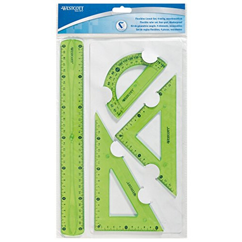 Westcott 10302?00?Flexible Ruler Set of 4?Plastic 3?Assorted Colours