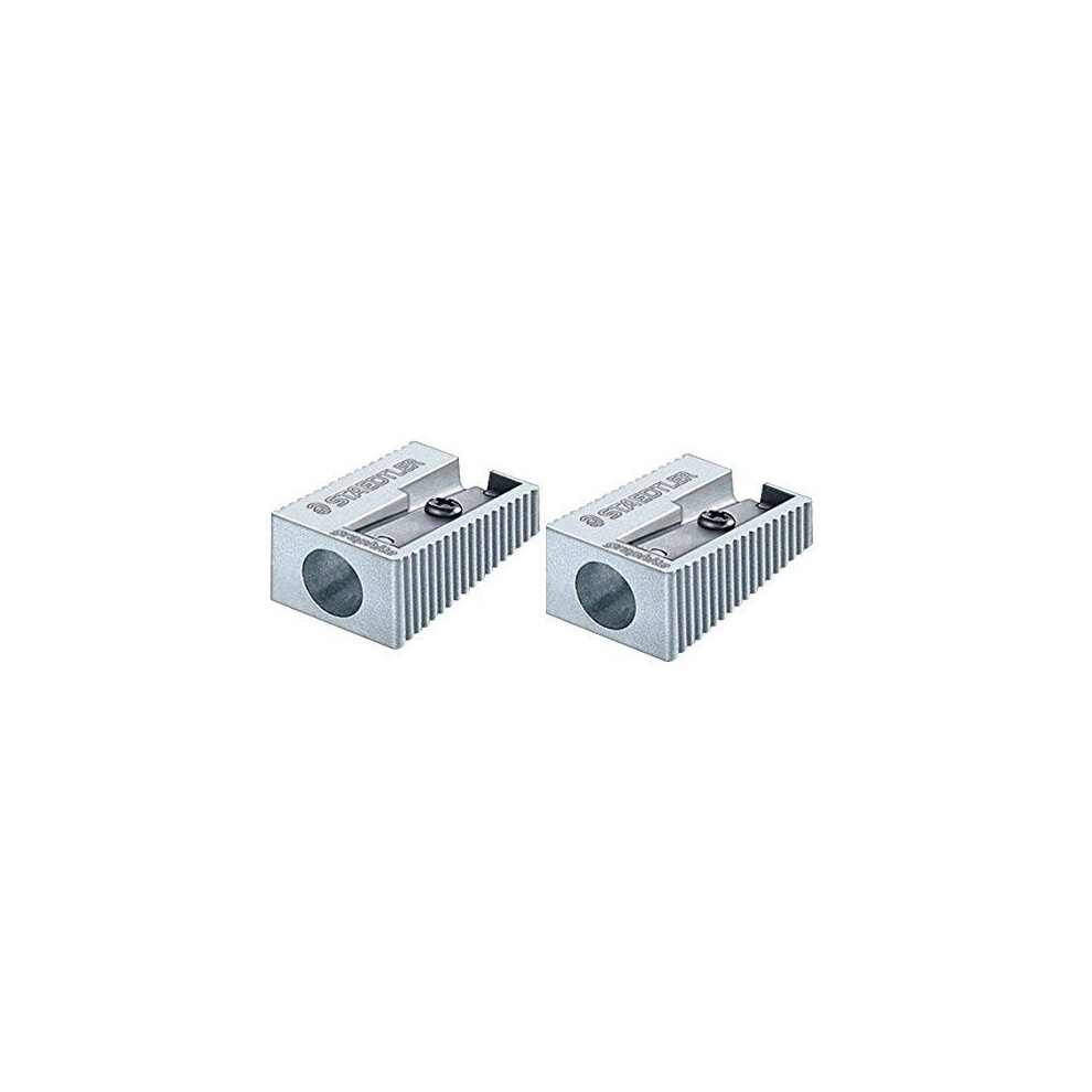 Staedtler Single Hole Quality Aluminium Pencil Sharpener X 2