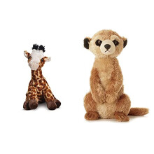 AURORA World 19265 Destination Nation Giraffe Plush Toy (Brown/Orange/Peach) & 12170, Mini Flopsie Meerkat, 8In, Soft Toy, Brown, 8-Inch