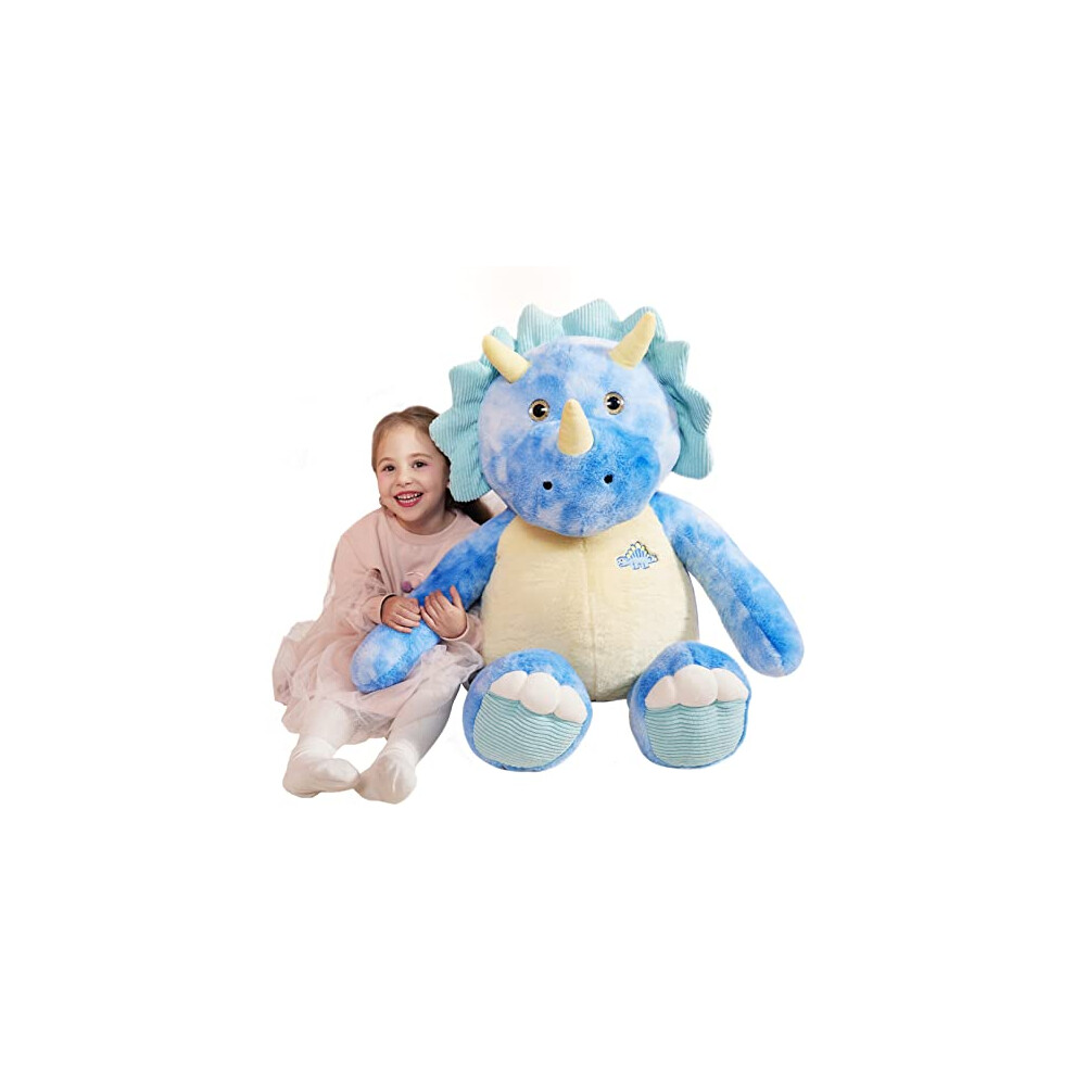 IKASA Giant Triceratops Stuffed Animal Plush Toy,78cm Large Dinosaur Big Jumbo Soft Toys,Huge Size Cute Fluffy Plushy Plushie,Gifts for Kids