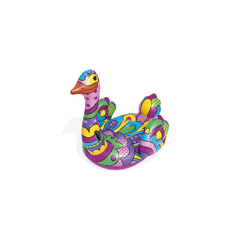 Bestway Inflatable Ostrich Pool Float, Ride-On Toy with Pop-Art Design