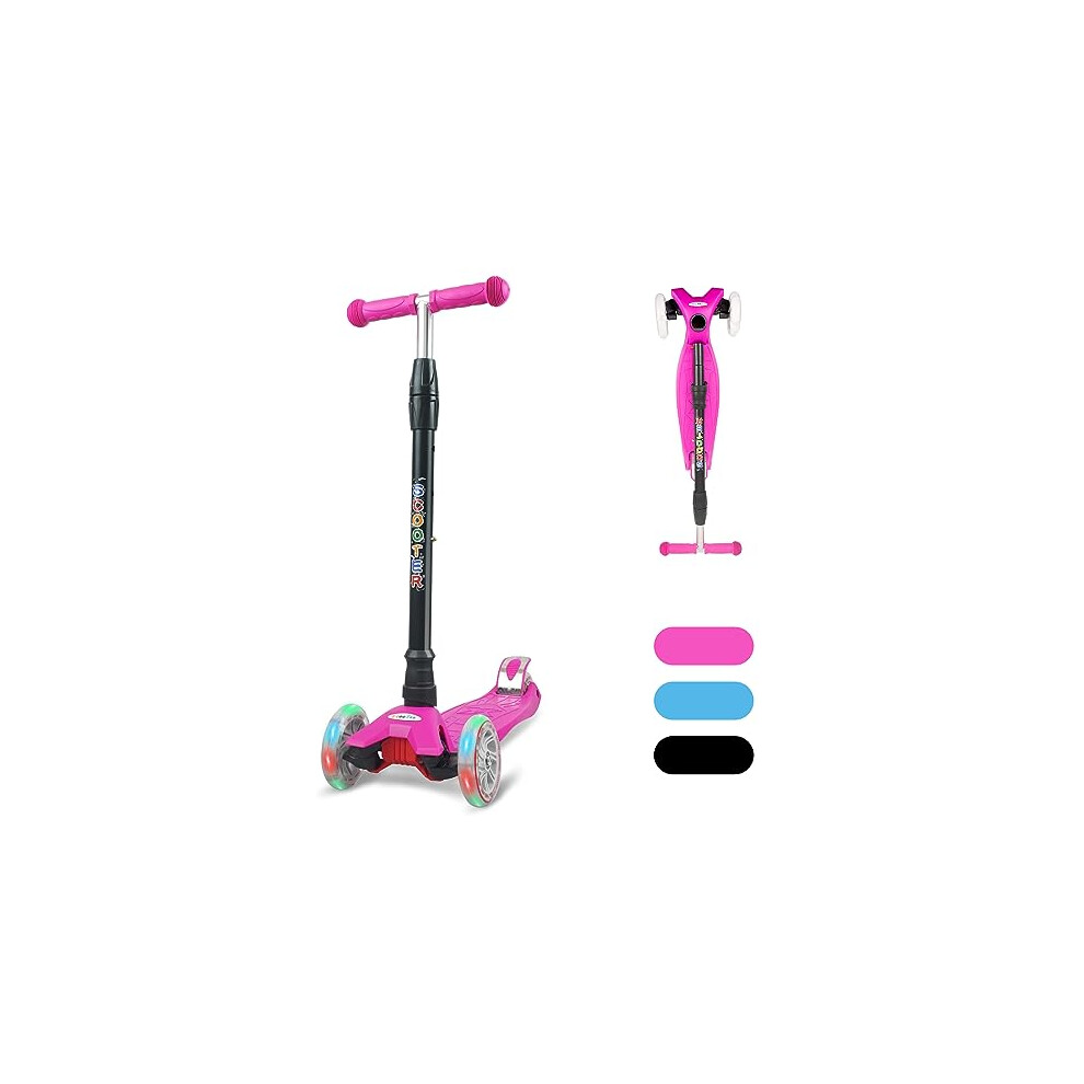 FAYDUDU Scooter for Kids Ages 3-12 Toddler Scooter 3 Wheel Scooter Kick Scooter for Girls Boys Light up Scooter with Adjustable Height, Non-Slip Deck