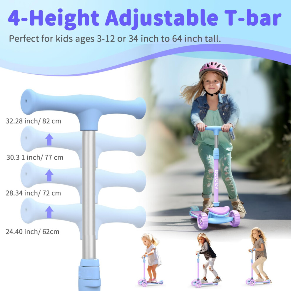 beleev-a8-foldable-kick-scooter-for-kids-ages-3-12--3-wheel-scooter-for-toddlers-girls-boys--light-up-scooter-kids-scooter-for-children--adjustable