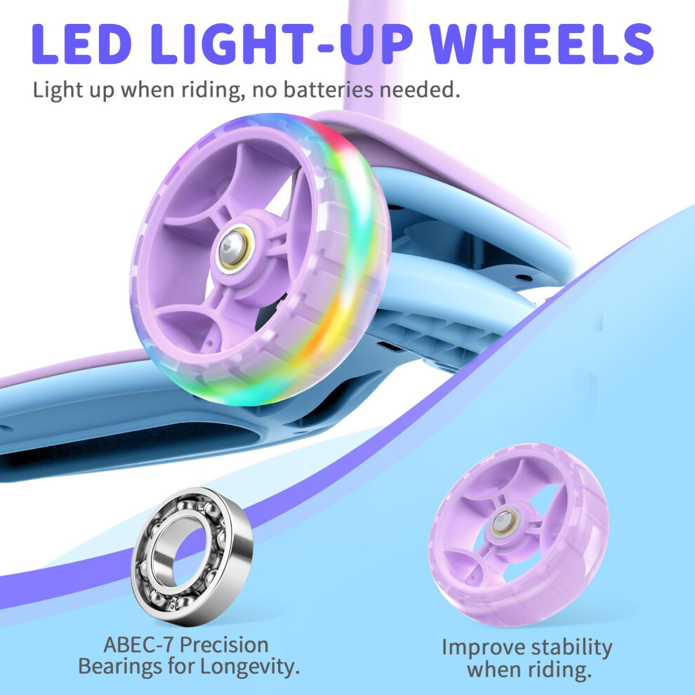 beleev-a8-foldable-kick-scooter-for-kids-ages-3-12--3-wheel-scooter-for-toddlers-girls-boys--light-up-scooter-kids-scooter-for-children--adjustable