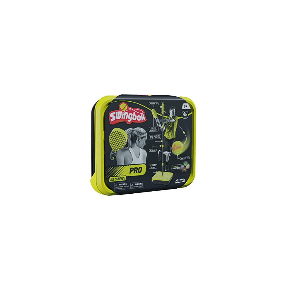 Swingball Pro All Surface, Black and Yellow, Outdoor Activities, Traditional Pole in the Ground Swingball, Real Tennis Ball and 2 Championship Bats,