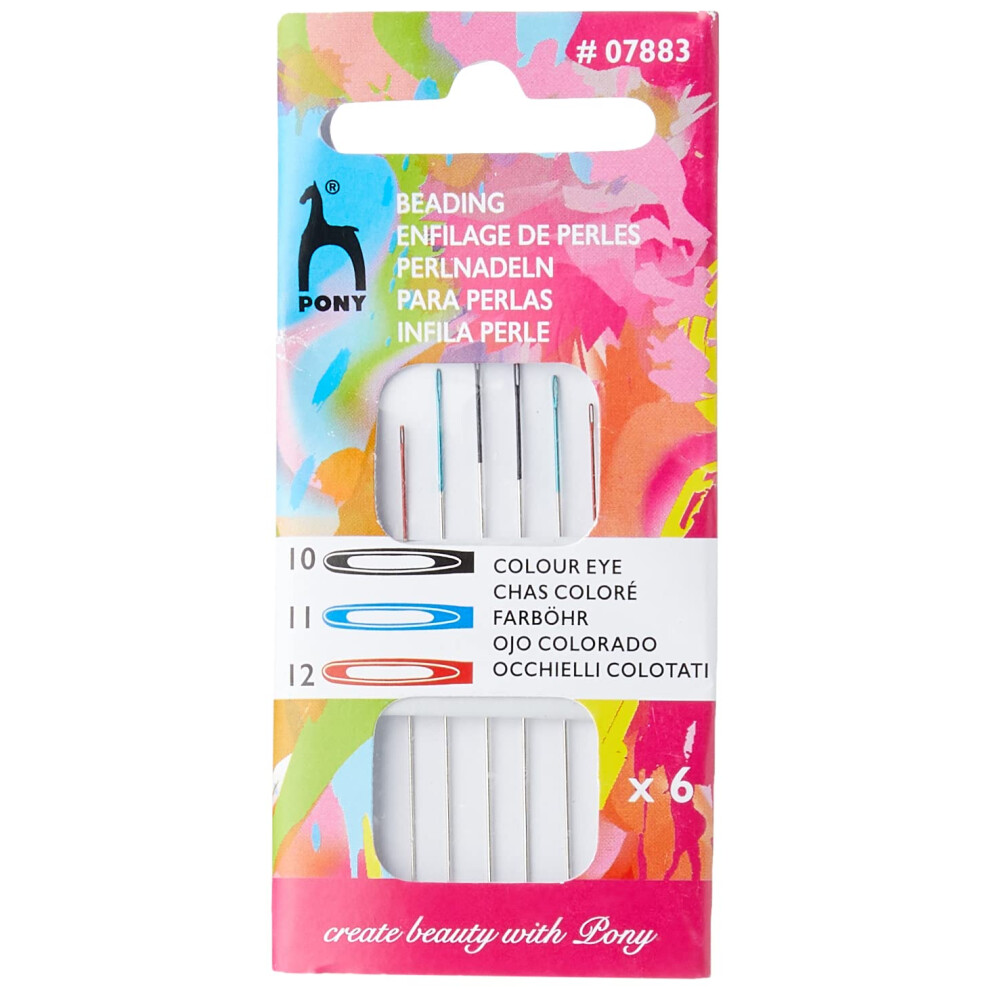 Pony Coded Eye Needles: Beading 10/12, Multi-Colour