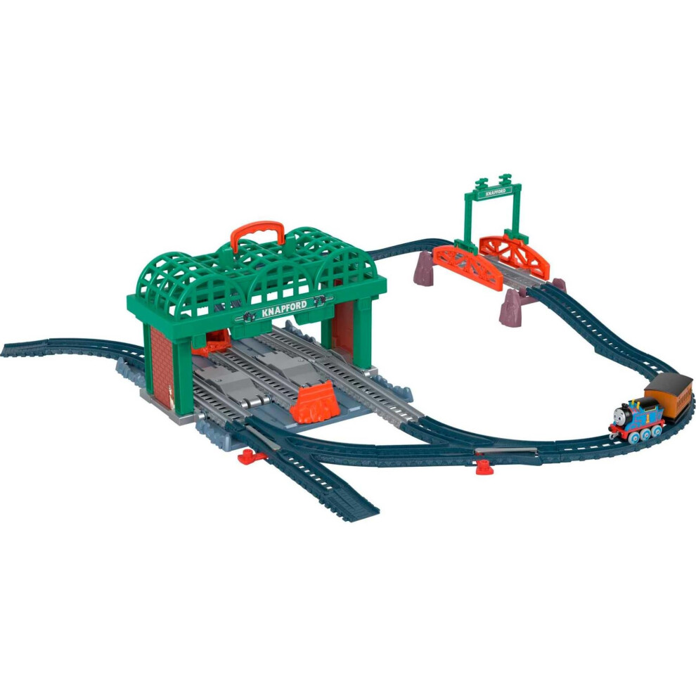 Thomas & Friends Diecast Train & Track Set Knapford Station 2-in-1 Playset & Storage Case for Preschool Kids Ages 3+ Years, HGX63