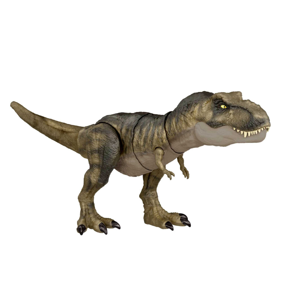 Jurassic World Dominion Dinosaur T Rex Toy, Thrash ?N Devour Tyrannosaurus Rex Action Figure with Sound and Motion, HDY56