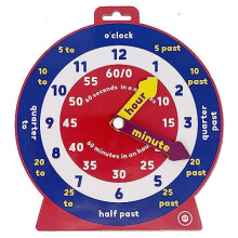 Temple Lodge Early Learning Educational Teaching Clock with Moveable Hands and Magnetic Back. Helps Children Learn to tell the Time, for Classrooms