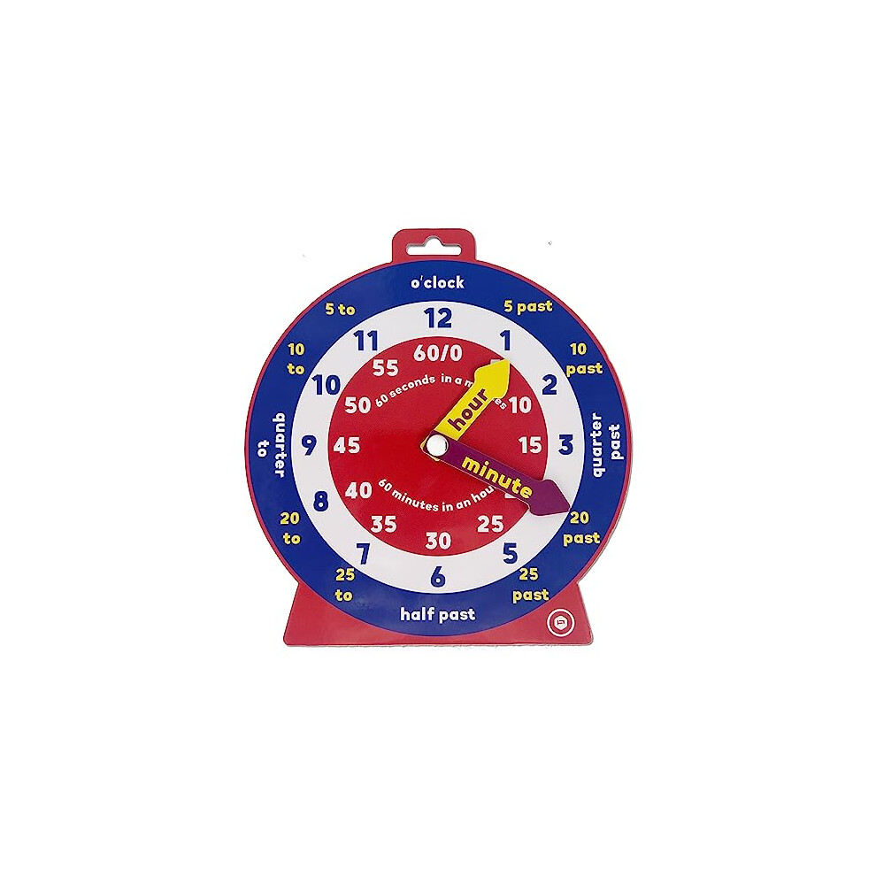 Temple Lodge Early Learning Educational Teaching Clock with Moveable Hands and Magnetic Back. Helps Children Learn to tell the Time, for Classrooms