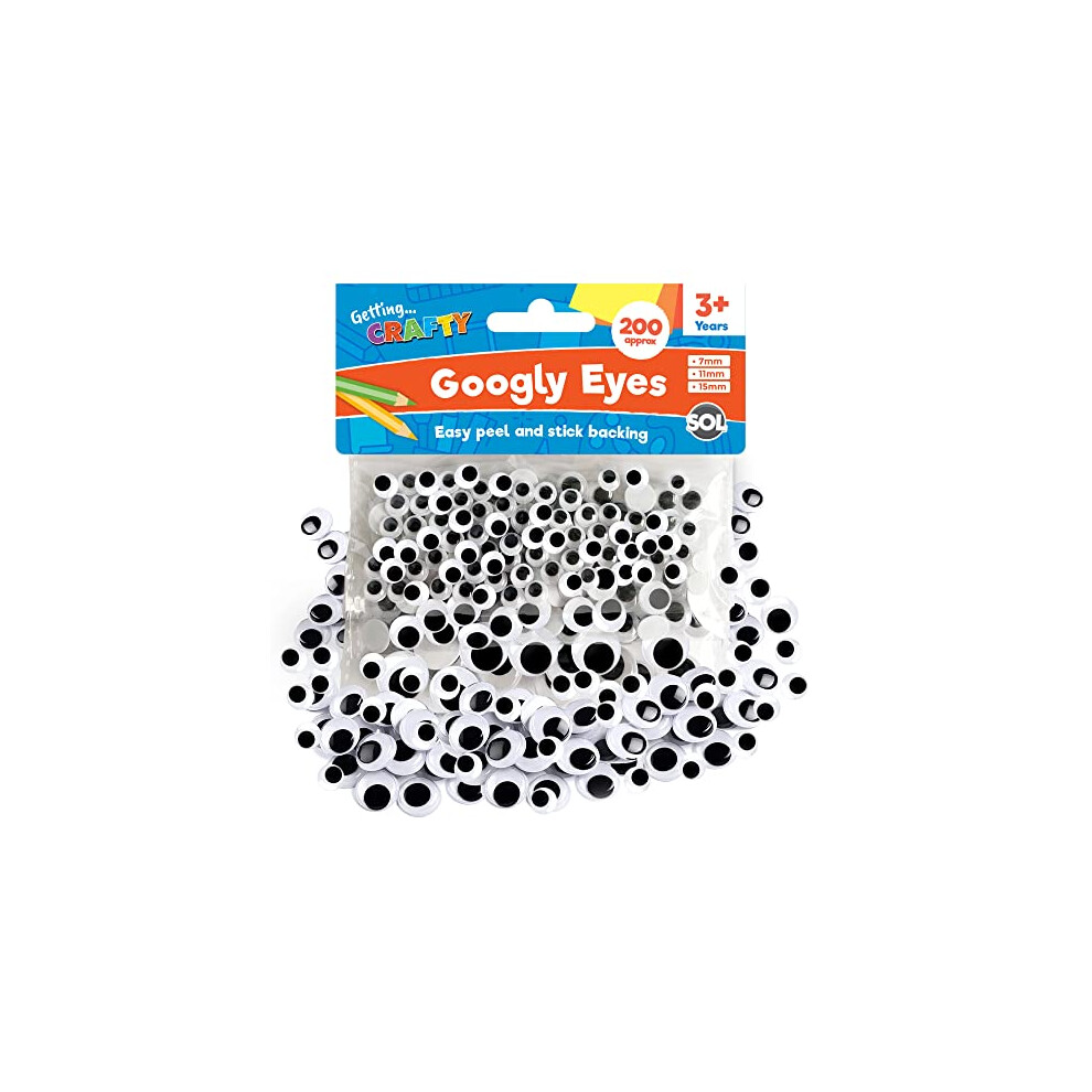 200pk Googly Eyes Self Adhesive - Small & Medium Googly Eyes for Crafting | Google Eyes for Children DIY Arts & Craft | Goggly Stick On Eyes for