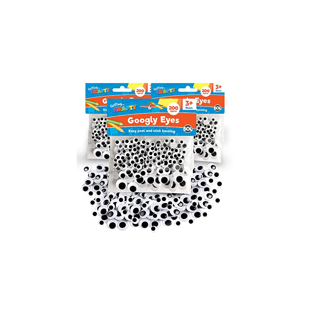 600pk Googly Eyes Self Adhesive - Small & Medium Googly Eyes for Crafting | Google Eyes for Children DIY Art | Goggly Stick On Eyes for Crafts Googly