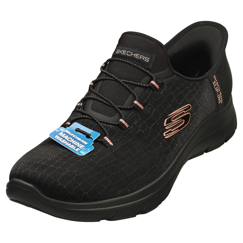 Skechers (4) Slip-Ins Summits Vegan Womens Fashion Trainers In Black Gold