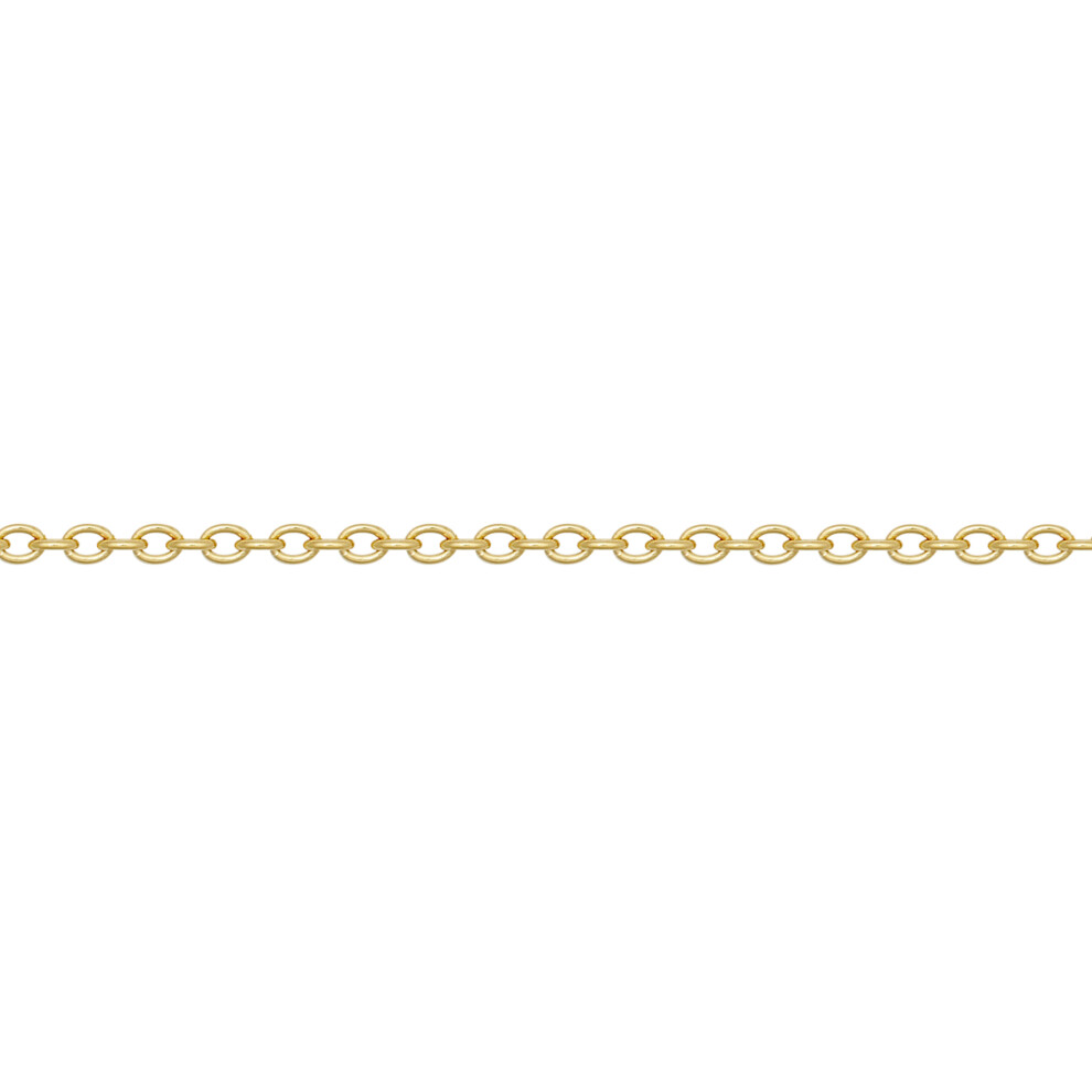 Jewelco London Ladies Solid 9ct Yellow Gold Oval Link Rolo Trace 1.5mm Gauge Pendant Chain Necklace - JCN002I