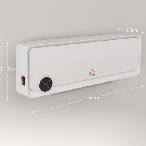Homcom HOMCOM 1000W/2000W Wall Downflow Heater 10-49C Temperature, White 1