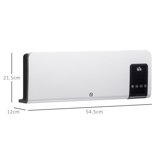 Homcom HOMCOM 2000W Wall-Mounted Ceramic Heater with Remote Control - White, 18-45C, 12h Timer, Oscillating, 15-20m2 Coverage, 820-294V70WT 1