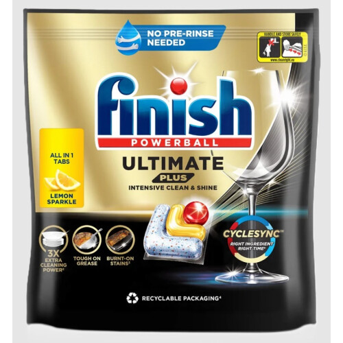 Finish Finish Powerball Ultimate Plus All in One Dishwasher Tablets, Mega Pack 90 Tabs, Lemon