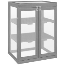 Outsunny 3-Tier Wooden Greenhouse Cold Frame with Polycarbonate Panels, Front-Opening Double Doors, Movable 2 Shelves