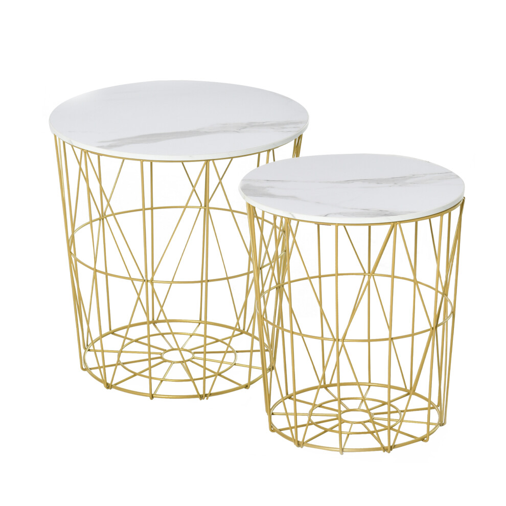 Set Of 2 Nesting End Tables Side Tables With Steel Frame