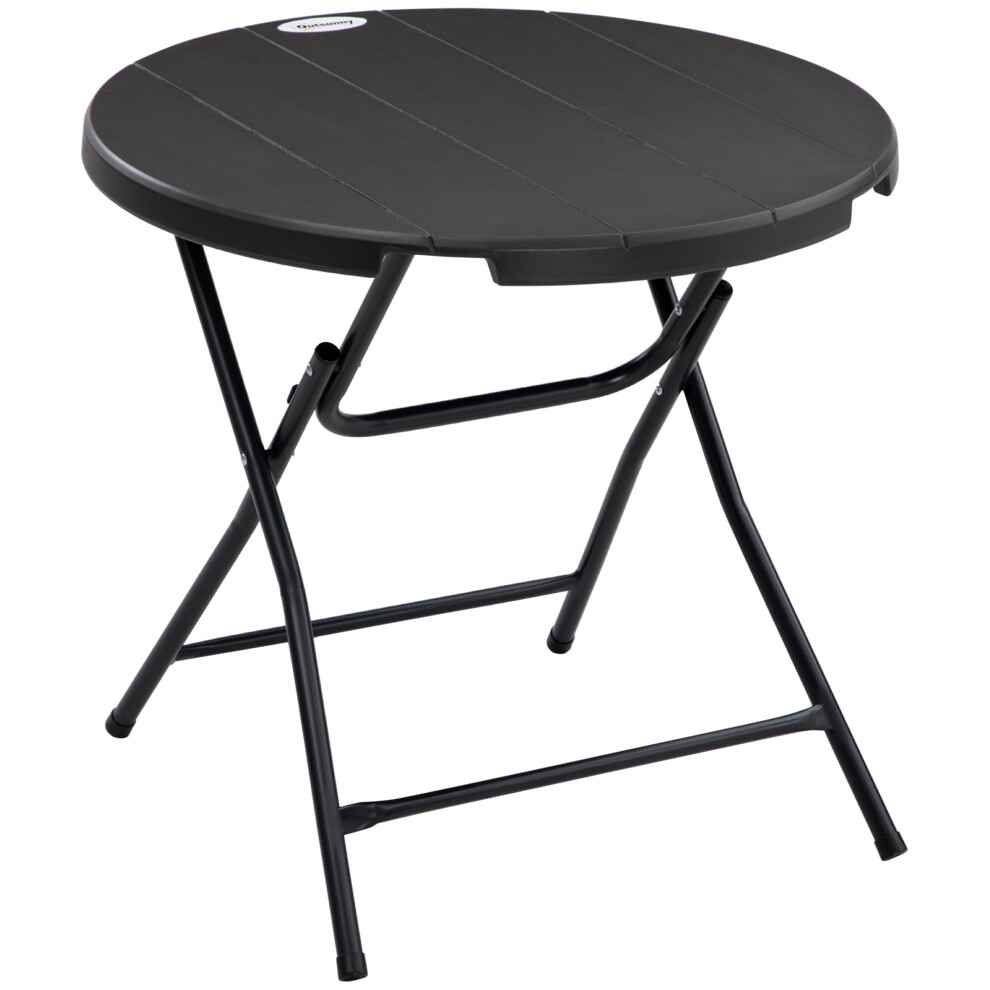 Outsunny Unisex Dark Grey Round Garden Dining Table For 4, Foldable Outdoor Table For Garden In - Image 4
