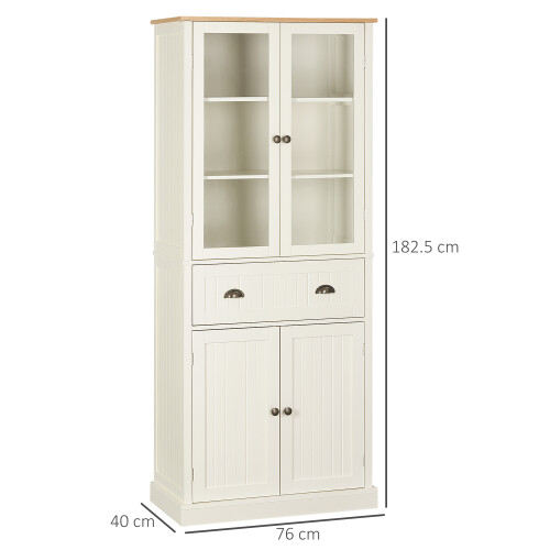 Homcom HOMCOM Kitchen Cupboard, 5-tier Storage Cabinet with Adjustable Shelves, Cream 1