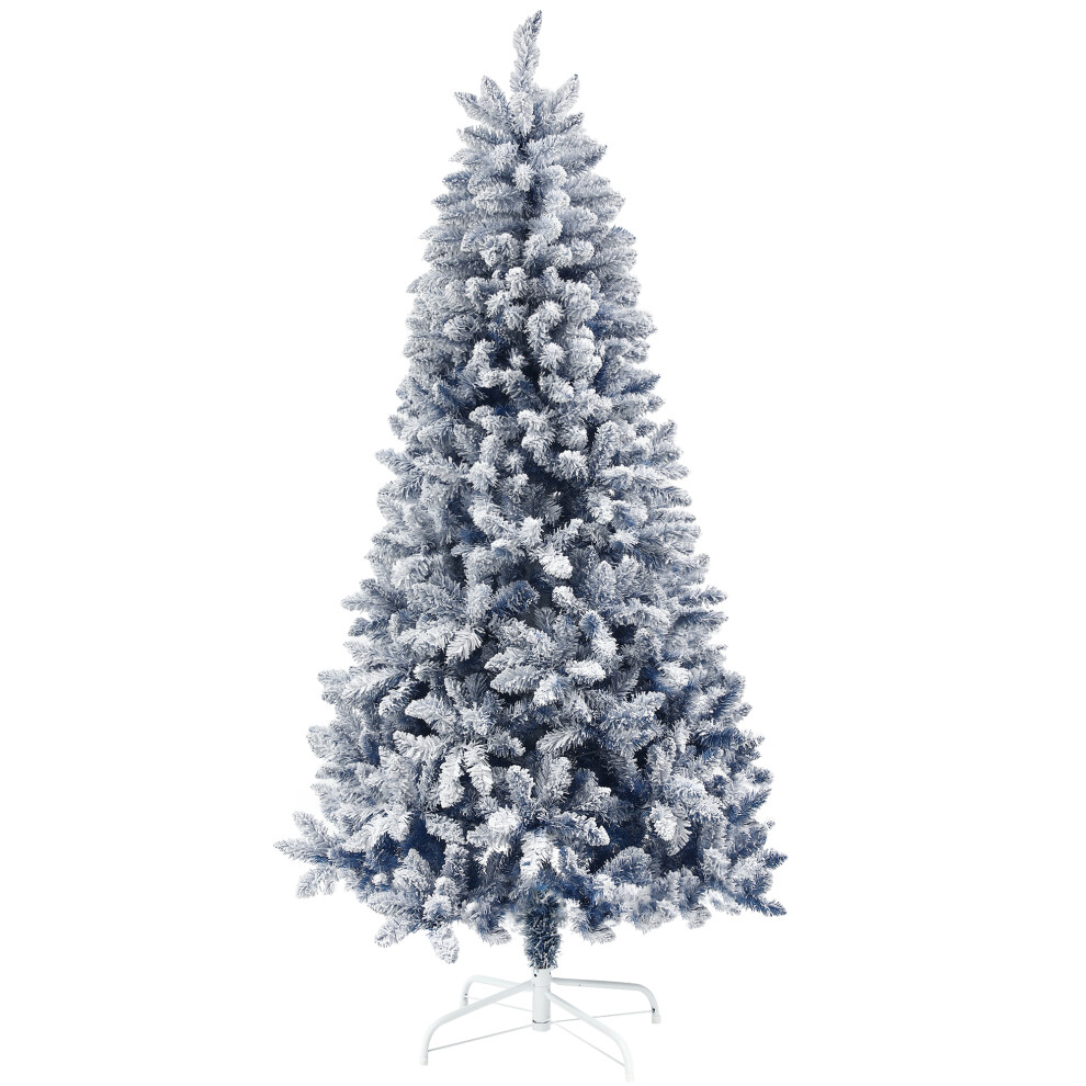 Artificial Blue Snow Flocked Christmas Tree With Hinged Branches