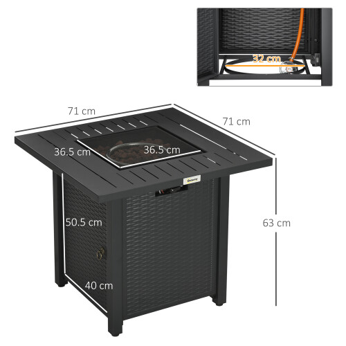 Outsunny Outsunny 40,000 BTU Gas Firepit Table with Protective Cover, Spark Guard 1