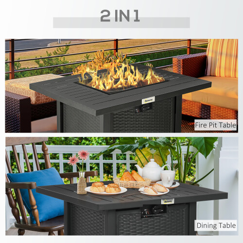 Outsunny Outsunny 40,000 BTU Gas Firepit Table with Protective Cover, Spark Guard 2