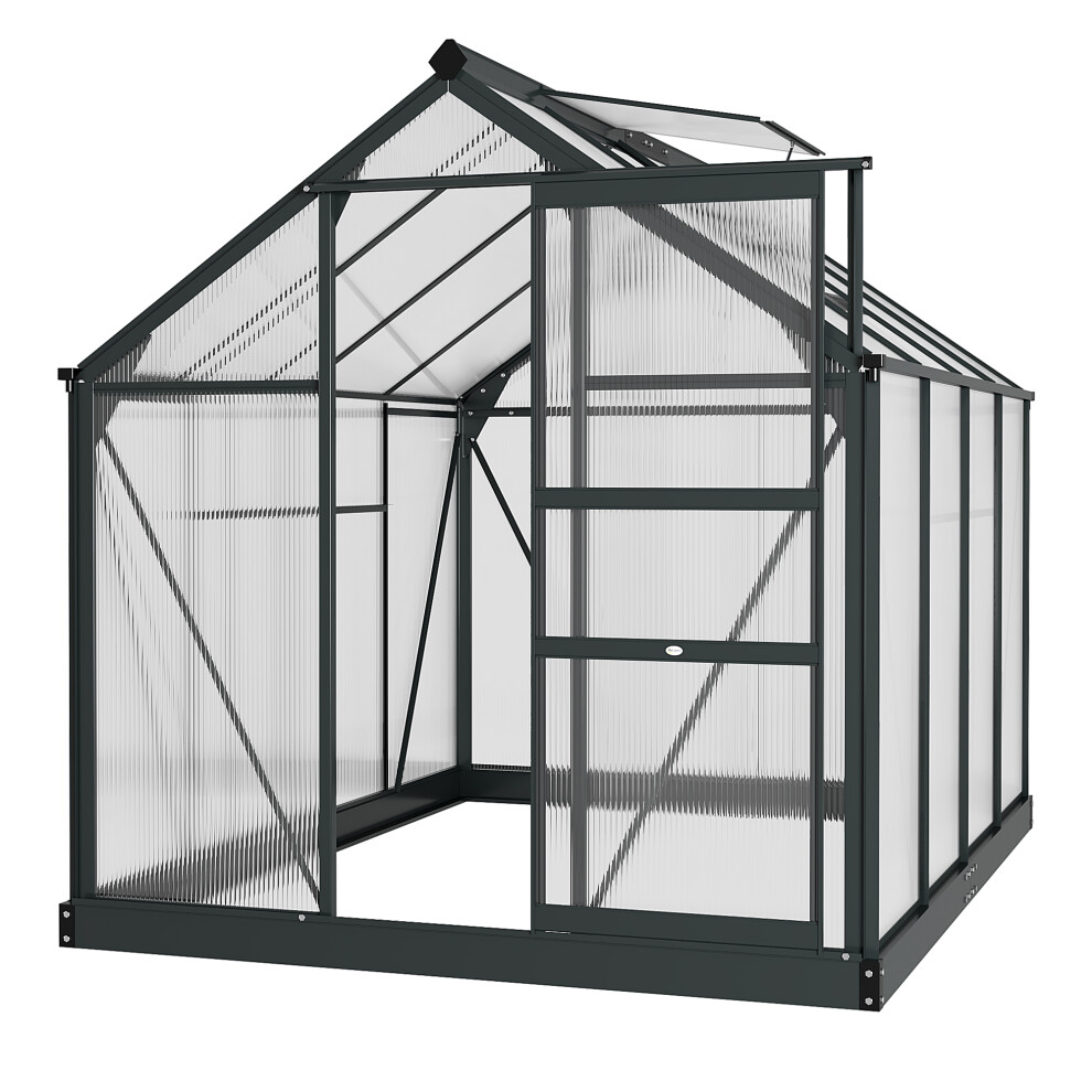 Outsunny 6X8ft Walk-In Polycarbonate Greenhouse Plant Grow Galvanized Aluminium