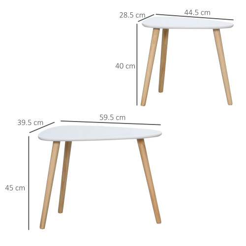Homcom HOMCOM Side Table Set of 2, Modern End Coffee Bedside Tables White Natural 1