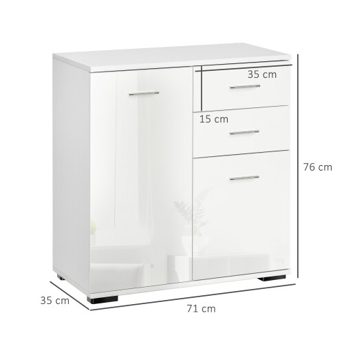 Homcom HOMCOM Cabinet Sideboard Cupboard Buffet Solo High Gloss Front Face Door Drawer 1