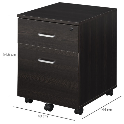 Vinsetto Vinsetto 2-Drawer Locking Office Filing Cabinet 5 Wheels Rolling Storage Brown 1