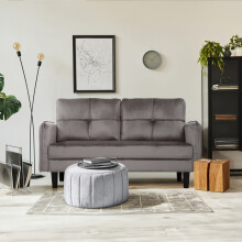 2 Seater Velvet Sofa Couch with Thicken Cushions, Loveseat Sofa Grey