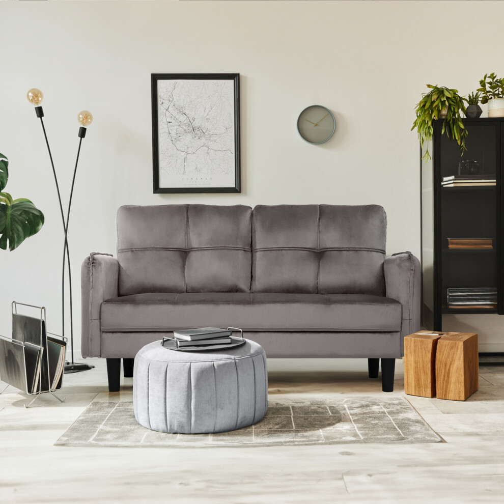 2 Seater Velvet Sofa Couch with Thicken Cushions, Loveseat Sofa Grey