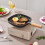 Living And Home Square Cast Iron Grill Pan with Wood Handle 3