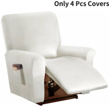 (White) Recliner Chair Slip Covers Pu Leather Waterproof Stretch Recliner Cover Washable