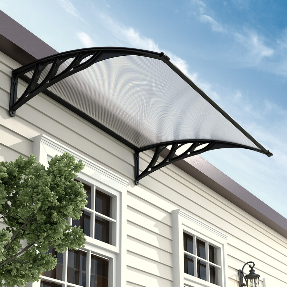Black Outdoor Front Door Canopy Awning Rain Shelter W 120cm x D 80cm x H 23.8cm